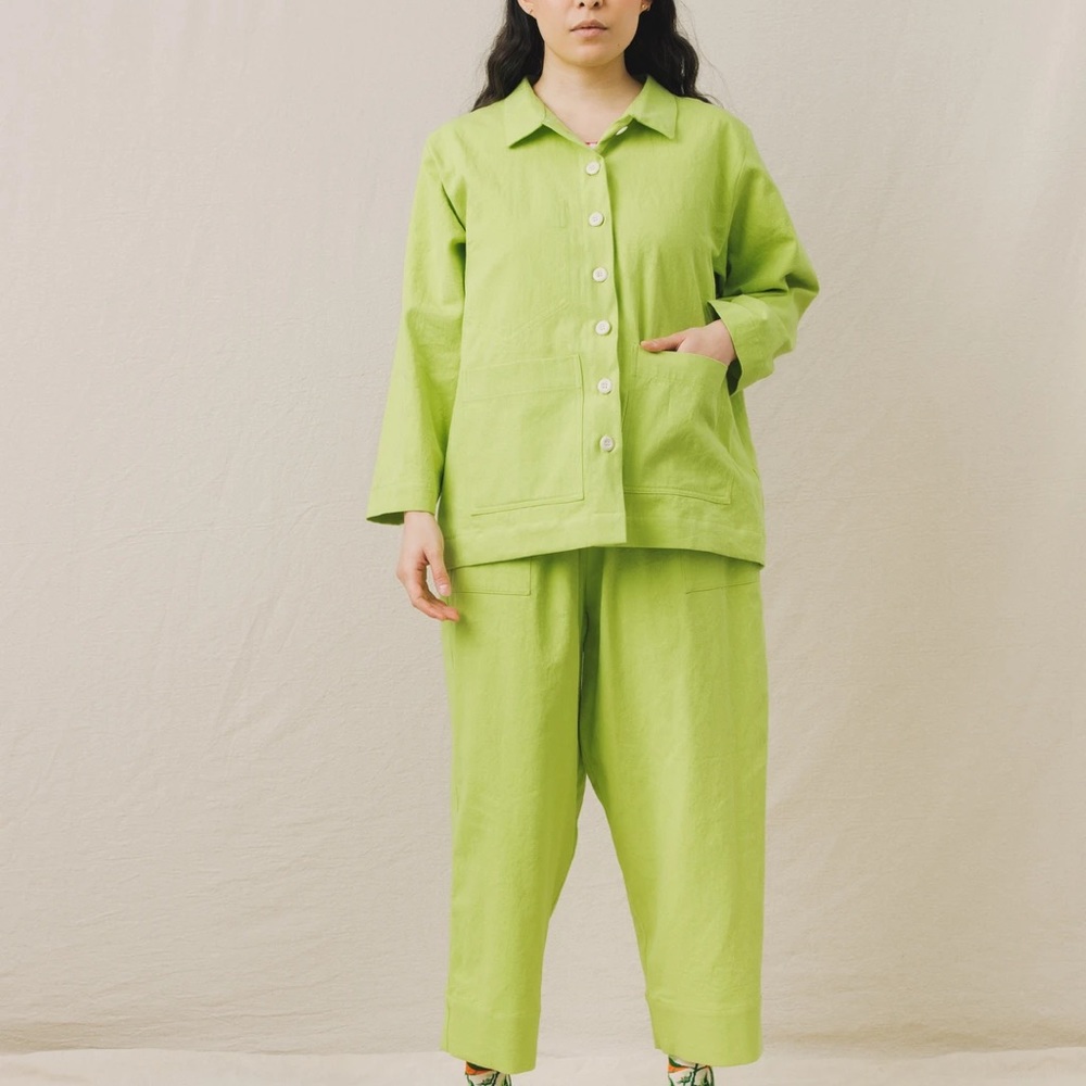 Nettle Studios Mid Tapered Pant in lime green